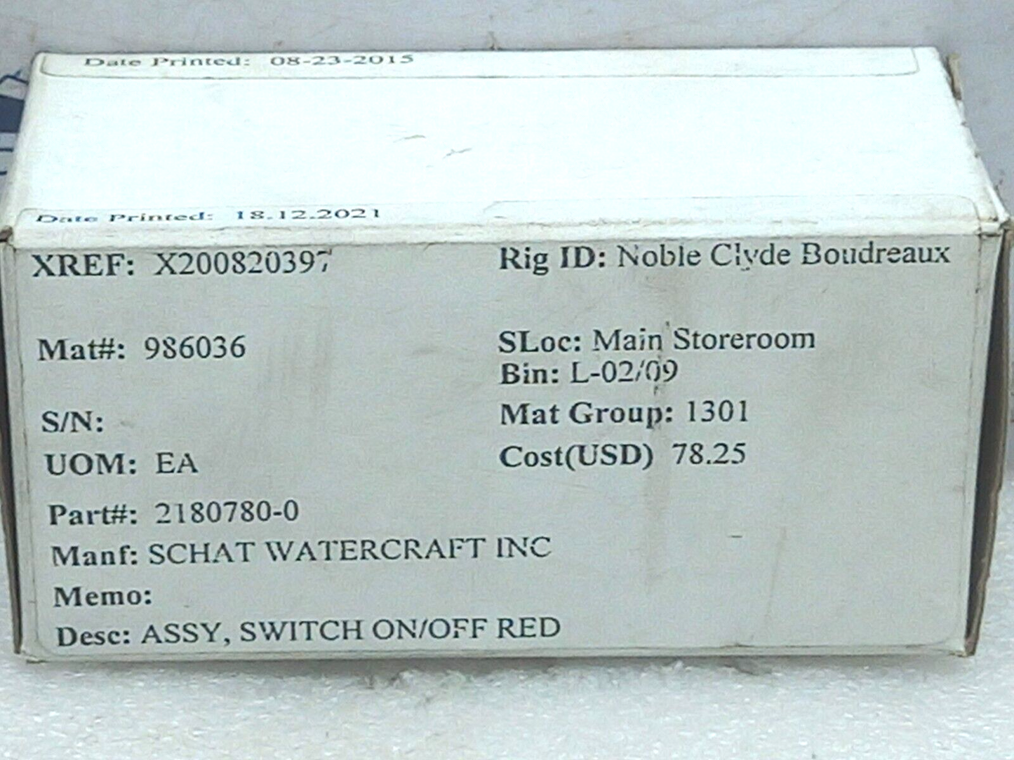 Steyrmotors 2180780-0 Assy Switch On/Off Red Schlegel BFL5