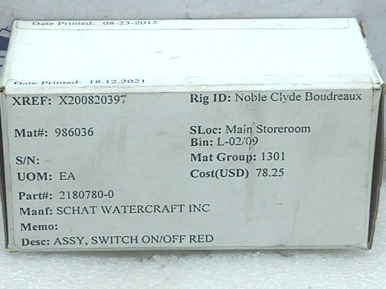 Steyrmotors 2180780-0 Assy Switch On/Off Red Schlegel BFL5