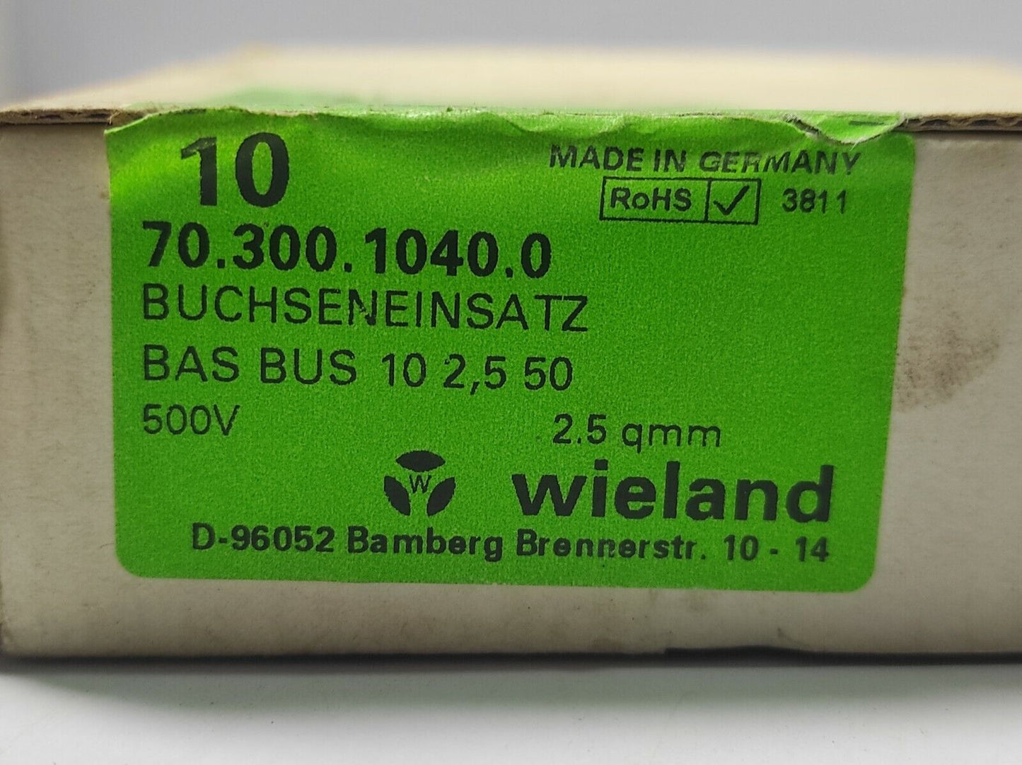 Wieland 70.300.1040.0 Socket Insert 500V 16A 600V Bas Bus 10 2.5 50 / 10-PCSLOT 