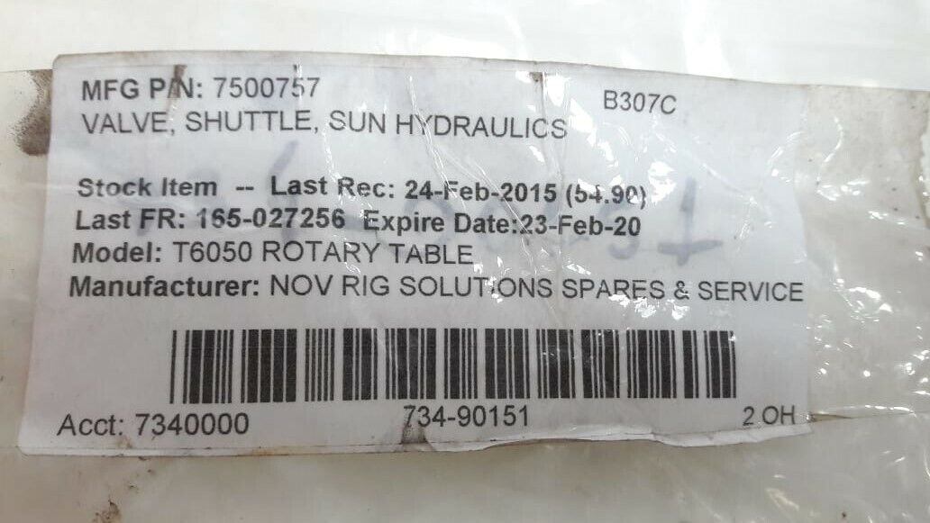 Sun Hydraulics CSAD-XXN Valve Cartridge CSADXXN