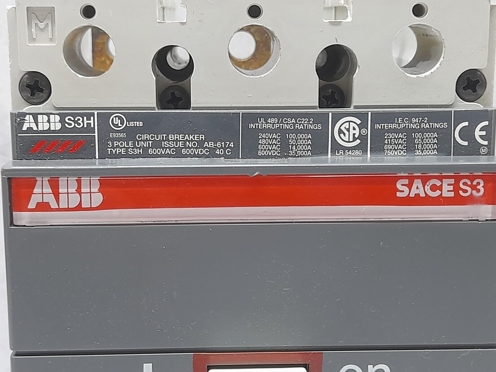 ABB SACE S3 S3H060TW Circuit Breaker S3H 60A BKR S3H 60A 3P