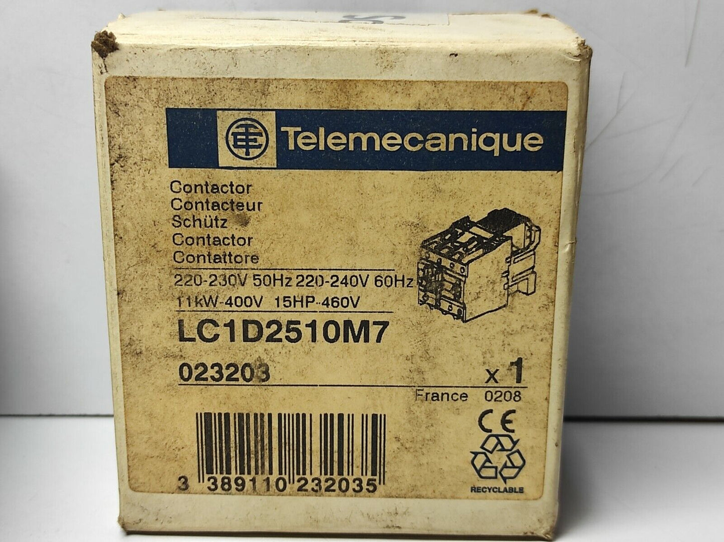 Telemecanique LC1D2510M7 Contactor LC1 D2510 220-230V 50Hz 220-240V 60Hz