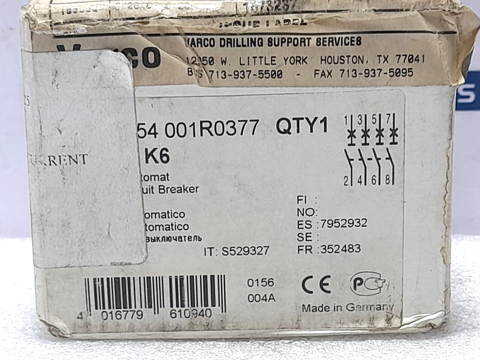 ABB S204-K6A Circuit Breaker S 204 K 6 A 4Pole NOV Shaffer 20030785 Miniature Ci