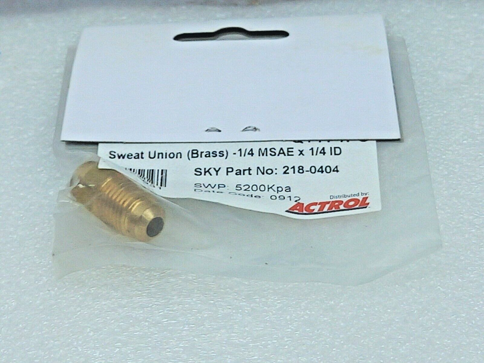 Actrol 218-0404 Sweat Union (Brass)-1/4 MSAE x 1/4ID 5PCs In Lot