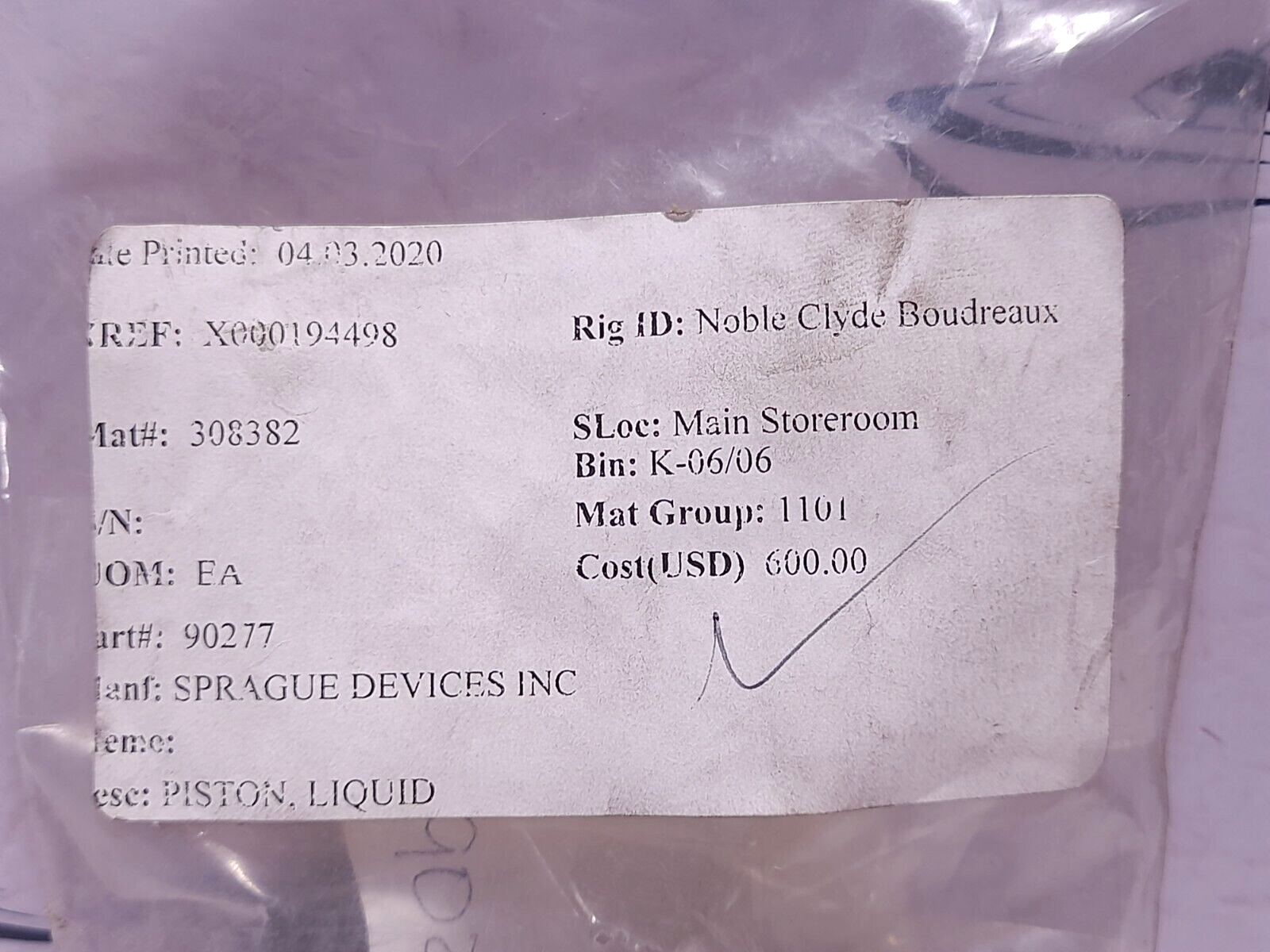 Sprague 90277 Liquid Piston