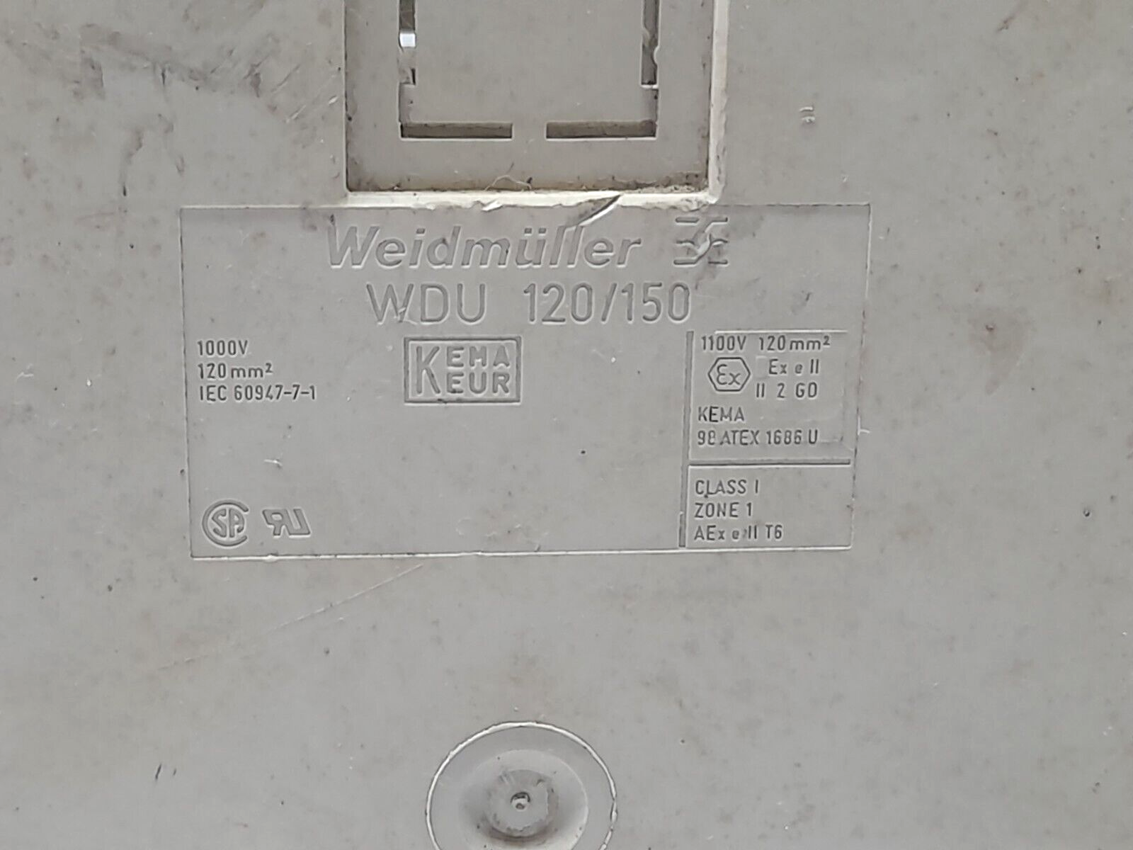 Weidmuller WDU 120/150 Terminal Block / 1000V 120mm2 IEC 60947-7-1