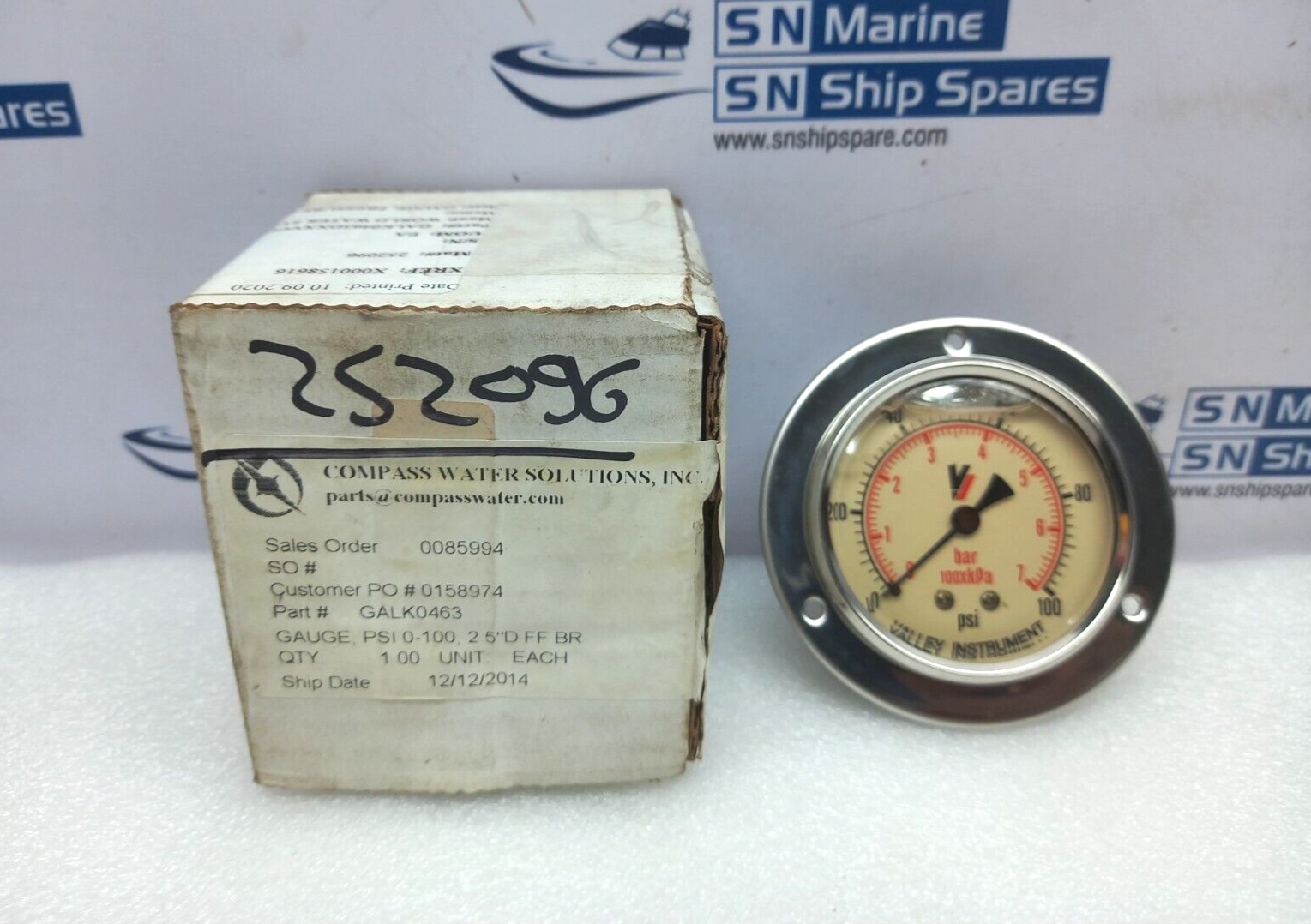 Valley Instruments GALK0463 Liquid Filled Pressure Gauge 0-100Psi