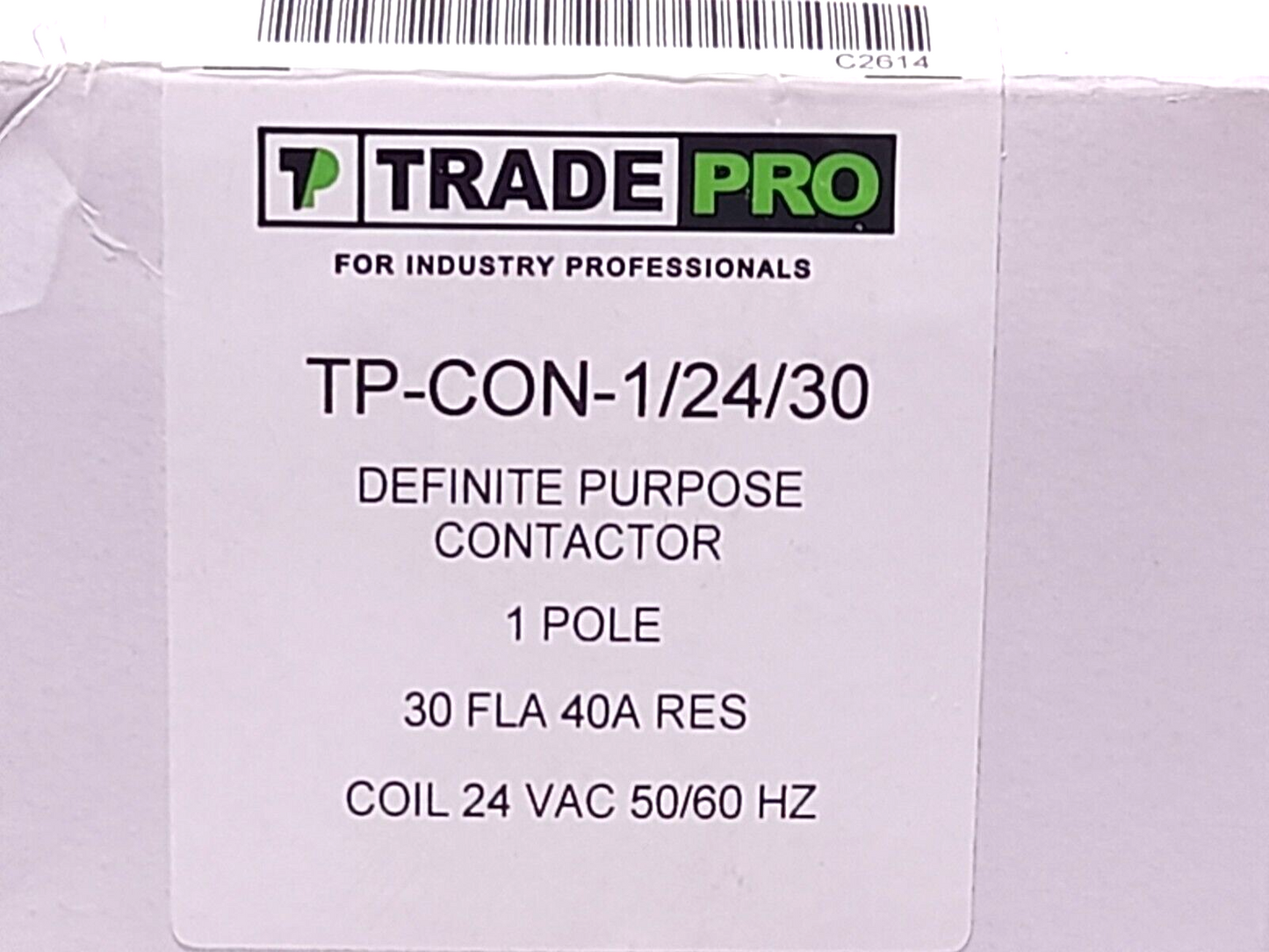 Trade Pro TP-CON-1/24/30 Definite Purpose Contactor 1P 24VAC 50/60Hz 30FLA 40A R