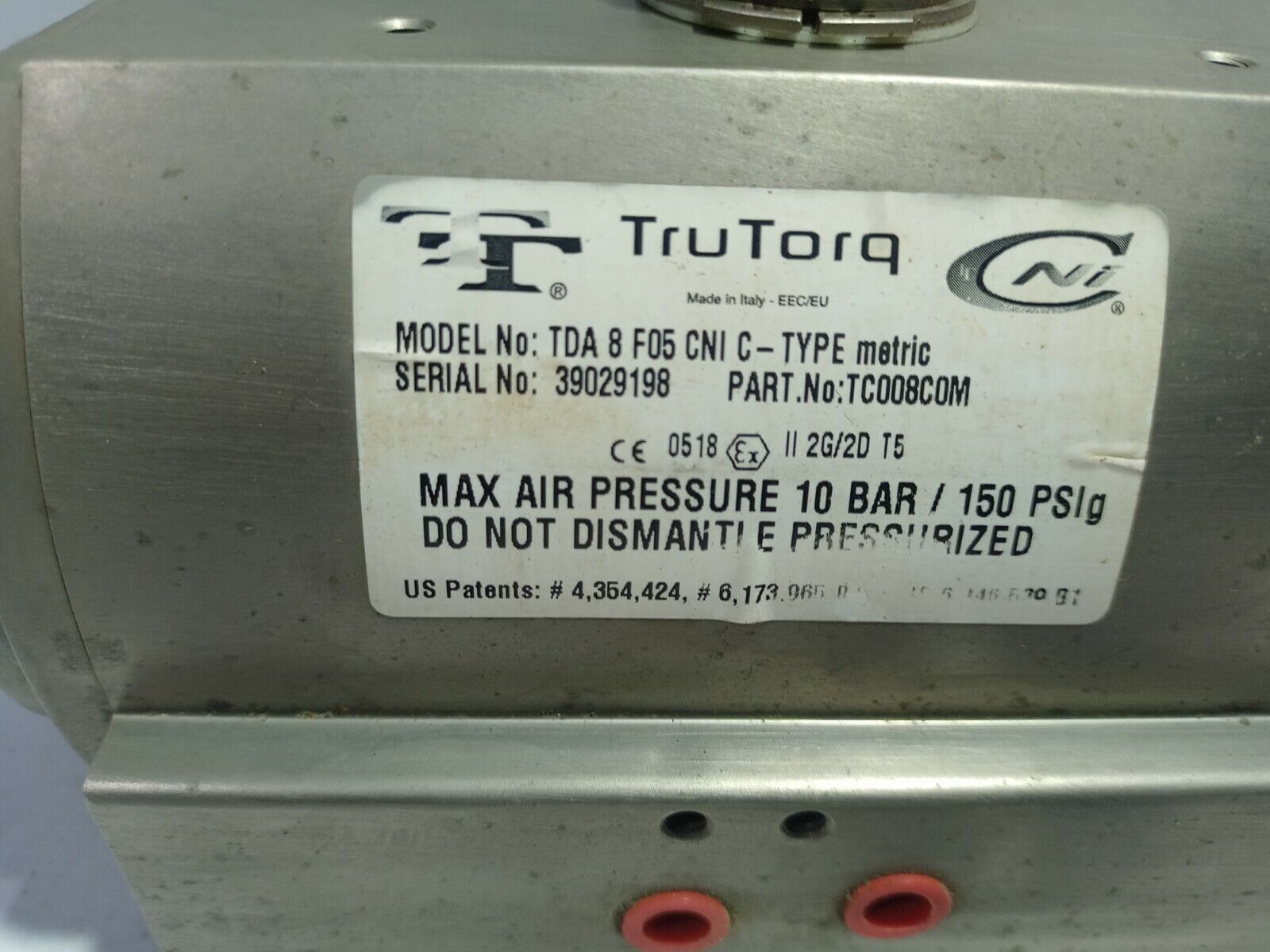 Trutorq TDA 8 F05 CNI C-Type Metric TC008C0M Pneumatic Actuator 