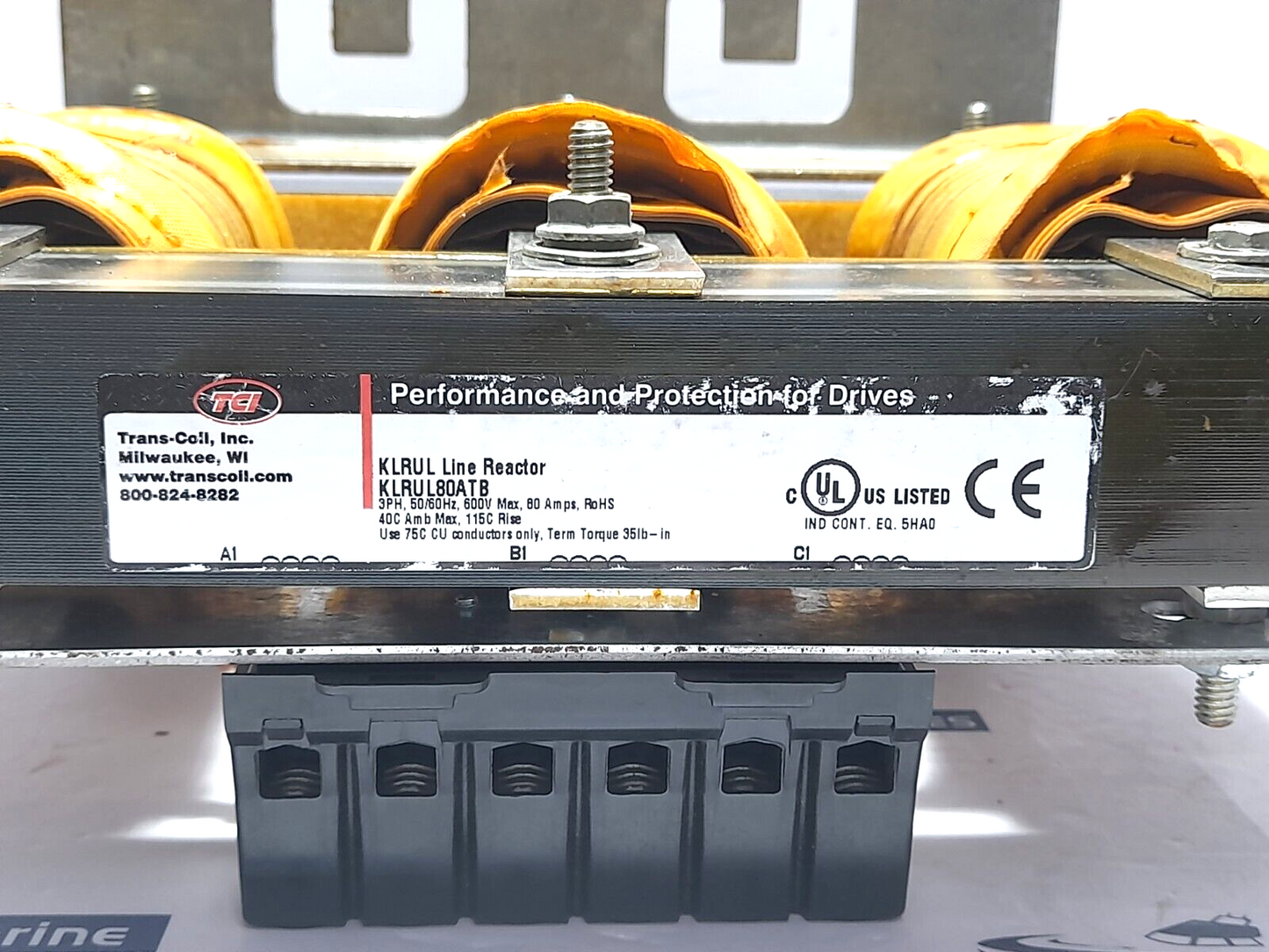 Trans-Coil TCI KLRUL Line Reactor KLRUL80ATB 3PH 50/60Hz 600V Max 80A 80ATB