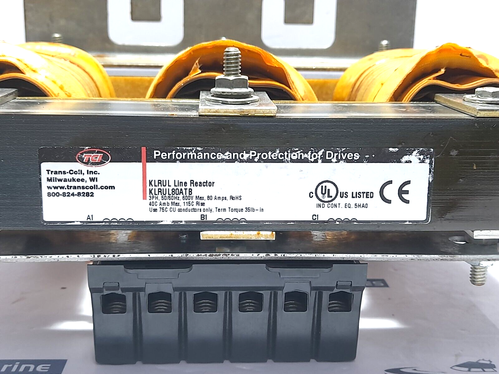 Trans-Coil TCI KLRUL Line Reactor KLRUL80ATB 3PH 50/60Hz 600V Max 80A 80ATB