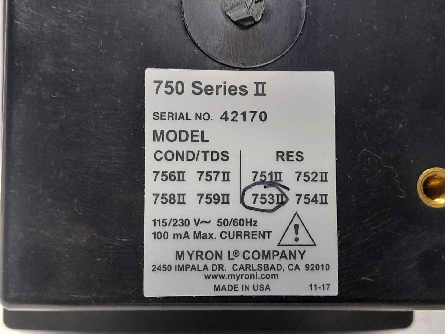 Myron L Company 753II-11 Resistivity Digital Monitor Controller 750II MEGOHMS-CM