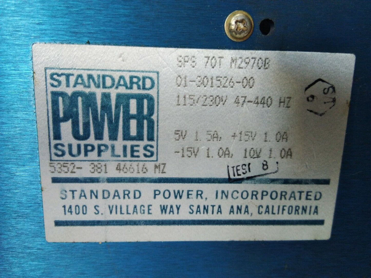 STANDARD POWER SUPPLIES SPS 70 T M2970B 01-301526-00 115/230V 