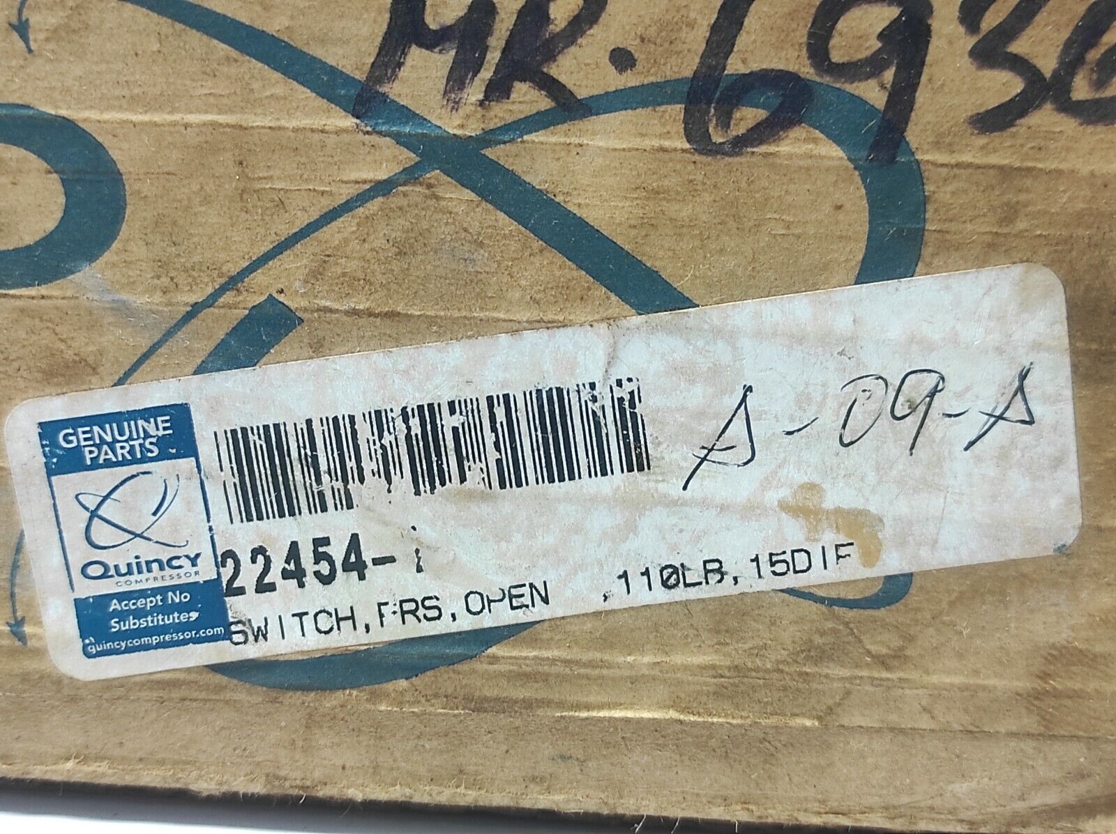 Square D 9013GHG1S8J54 Ser C Pressure Switch Quincy 22454-1 Pressure Switch