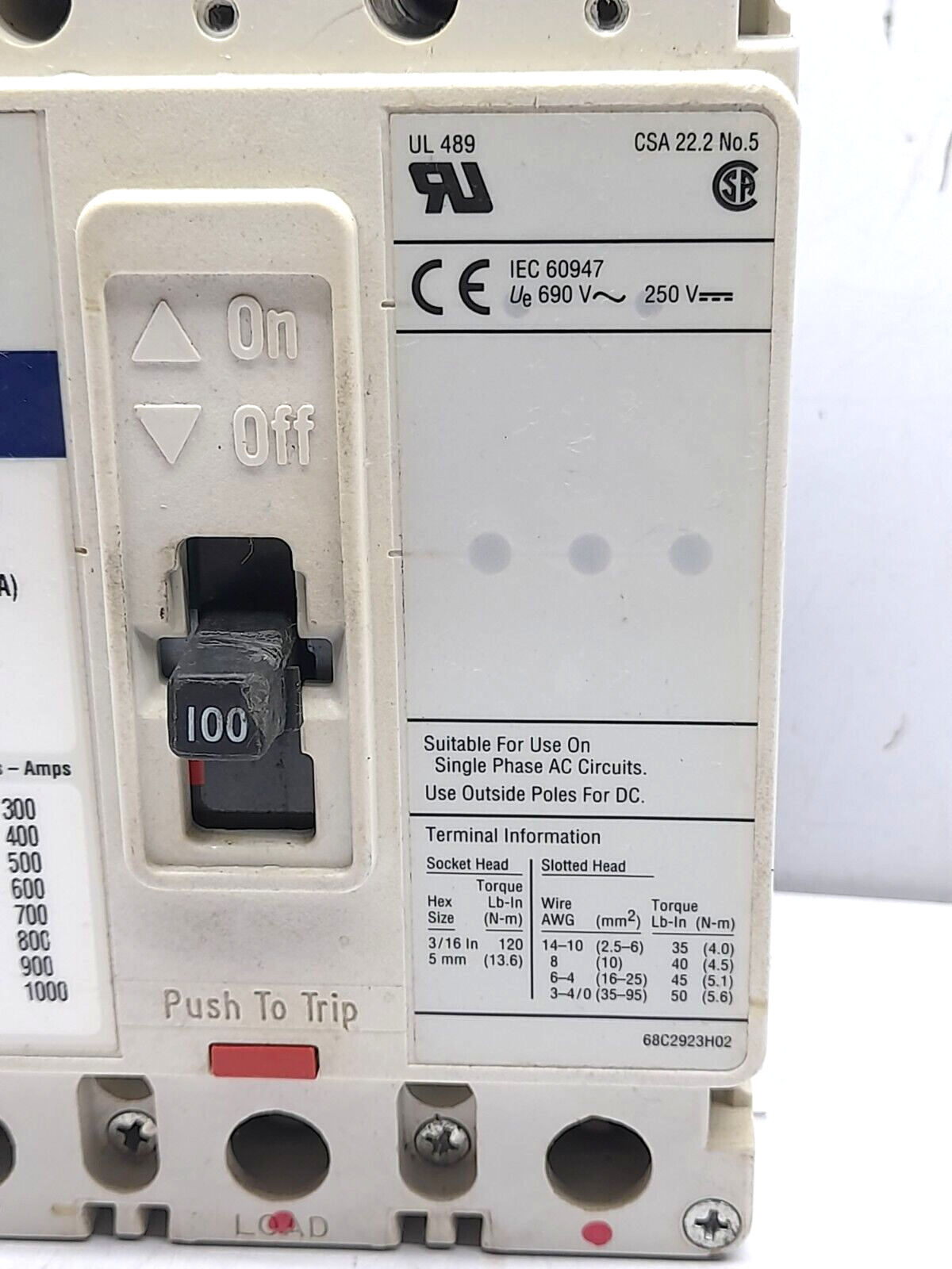 Allen Bradley 140M-I8P-D10-M (A) Circuit Breaker 100A 3P 140M-I8
