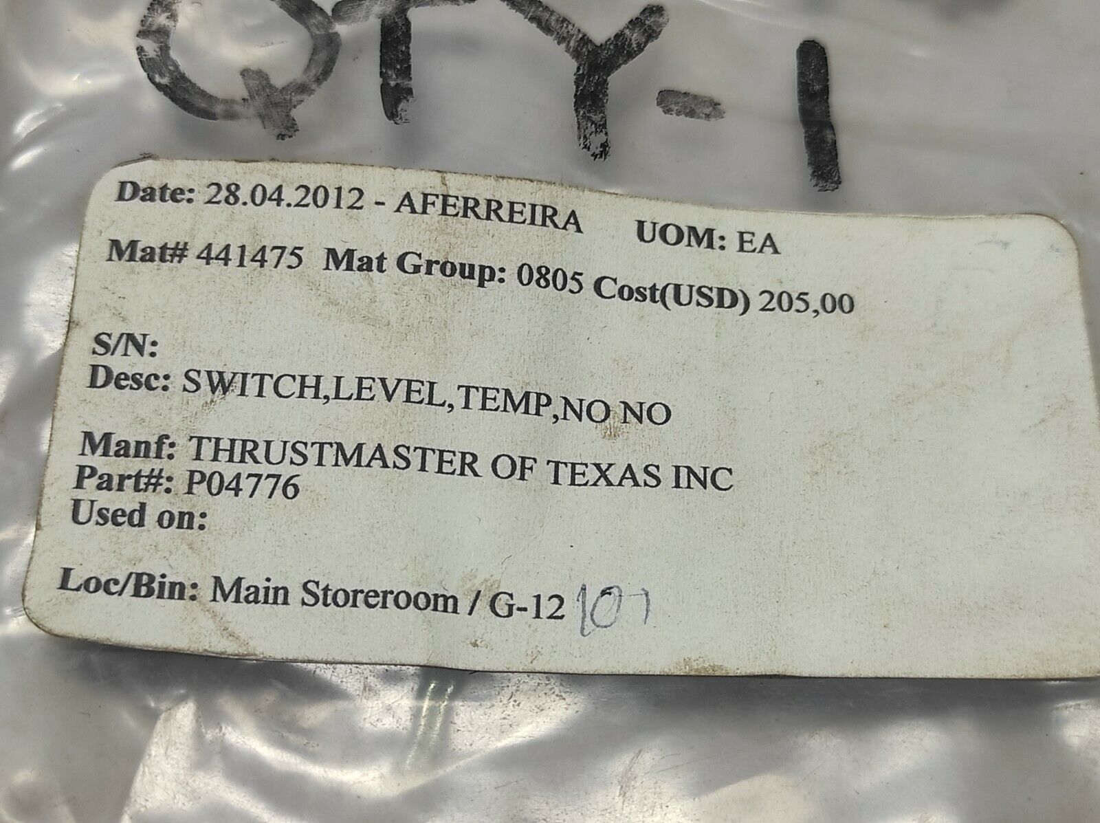 Advanced Control Technology B40030BFD2C757 Liquid Level Float Switch