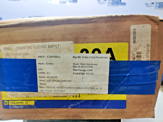 Square D HU361DS NON Fusible Electrical Safety Switch 30Amp