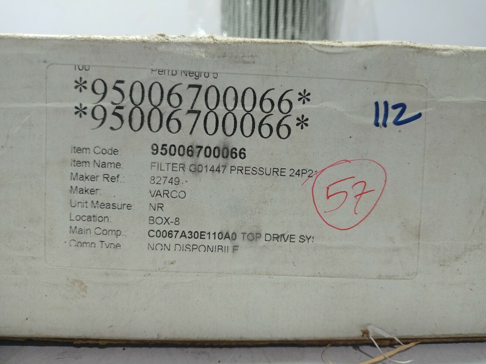 Varco 82749 Filter G01447 Pressure 24P21