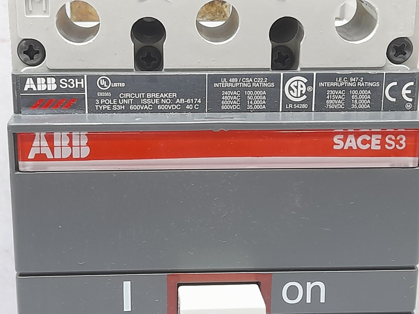 ABB SACE S3 S3H100TW Circuit Breaker S3H 100A BKR S3H 100A 3P