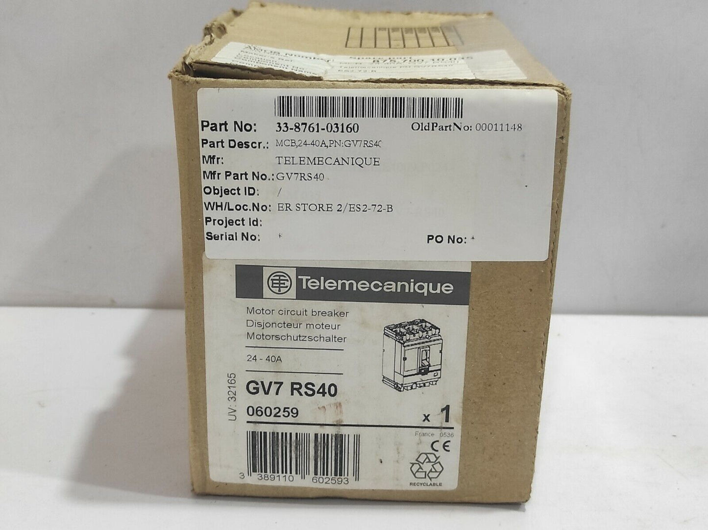 Telemecanique GV7 RS40 Motor Circuit Breaker 24-40A