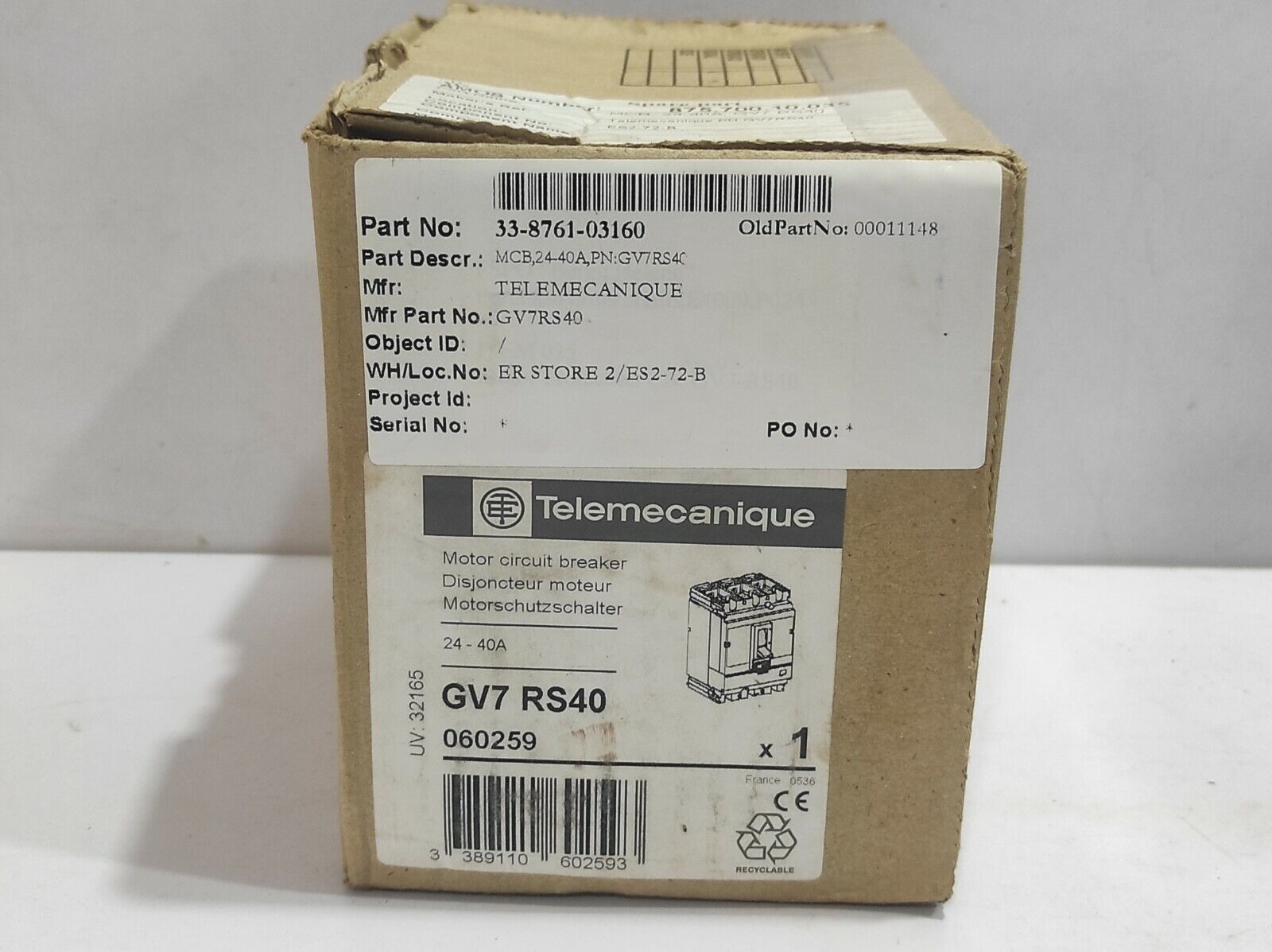 Telemecanique GV7 RS40 Motor Circuit Breaker 24-40A
