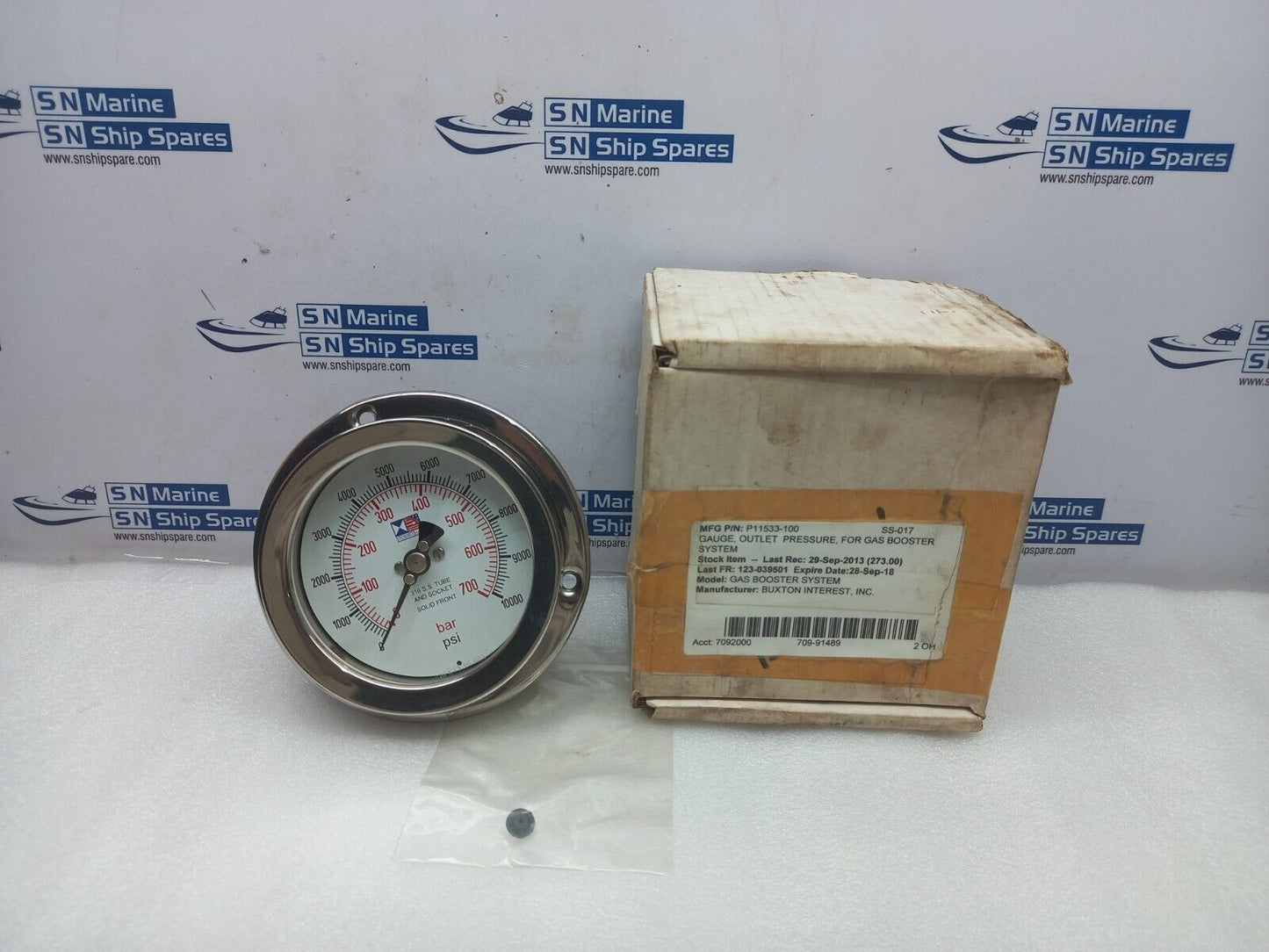 Stewarts 0-700 Bar 0-10000 PSI Outlet Pressure Gauge Buxton P11533-100