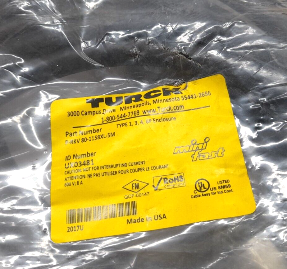 Turck P-RKV 80-1158XL-5M Cordset PRKV 801158XL5M