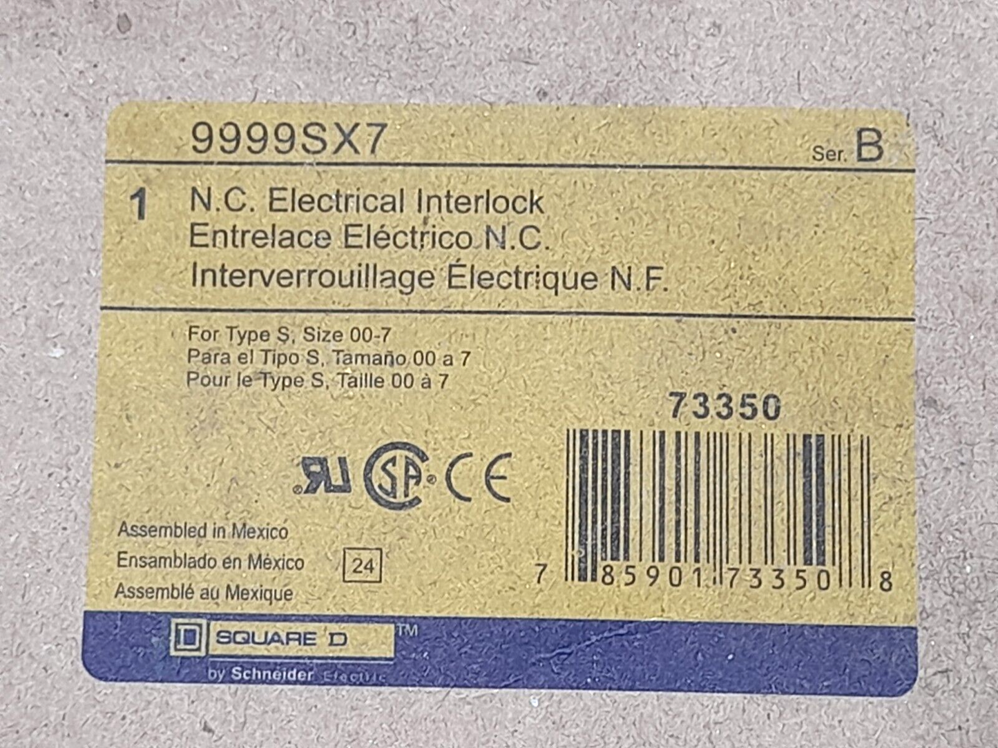 Square D 9999SX7 Auxiliary Contact 600VAC 50/60Hz