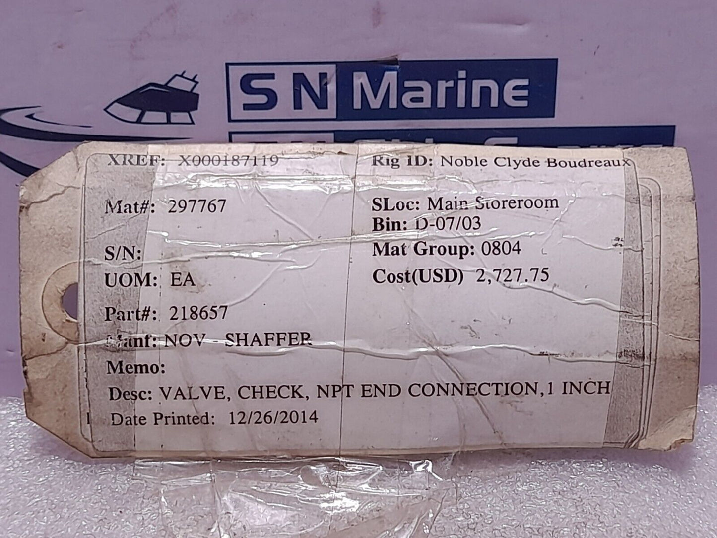 Snap Tite S6C16F-F5 Check Valve 4000 PSI Max NOV Shaffer 218657