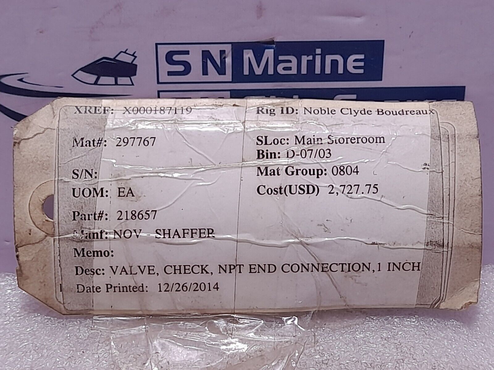 Snap Tite S6C16F-F5 Check Valve 4000 PSI Max NOV Shaffer 218657