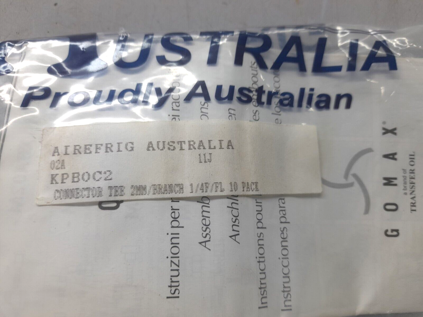 Airefrig Australia 02A KPB0C2 Connector Tee 2MM/Branch 1/4F/FL 10 Pack