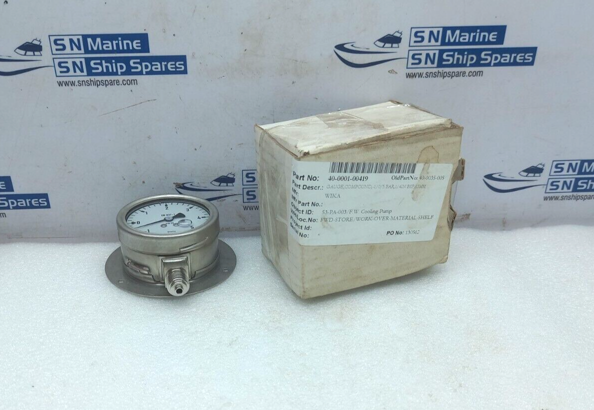 Wika 233.50.063 Compound Pressure Gauge -1 To 5Bar 1/4IN 63MM BSP 66288327