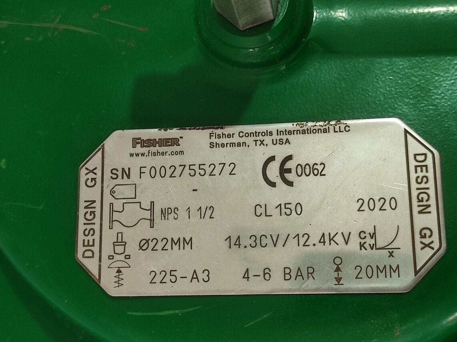 Fisher Design GX NPS 1 1/2 CL150 2020 225-A3 GX Control Valve And Actuator Syste