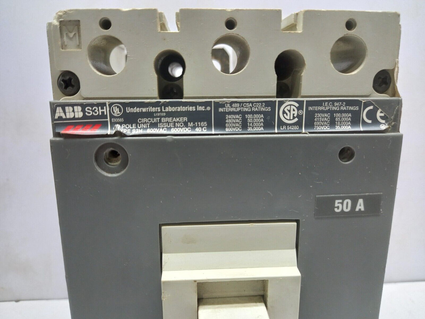 ABB S3H Circuit Breaker 50A 3P 600VAC 600VDC