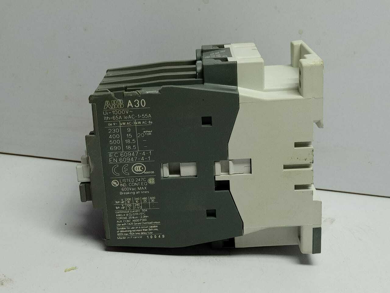 ABB A30-30-10 Contactor 110-115V 50Hz 115-127V 60Hz ABB A30 Ui 1000V~ Ith 65A