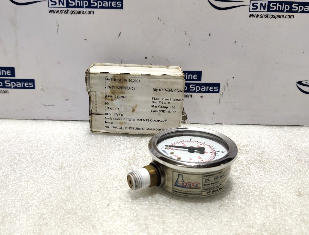 Wikai 212.53.63 Pressure Gauge 0-200Psi 16Bar 1/4 NPT Marsh J765P