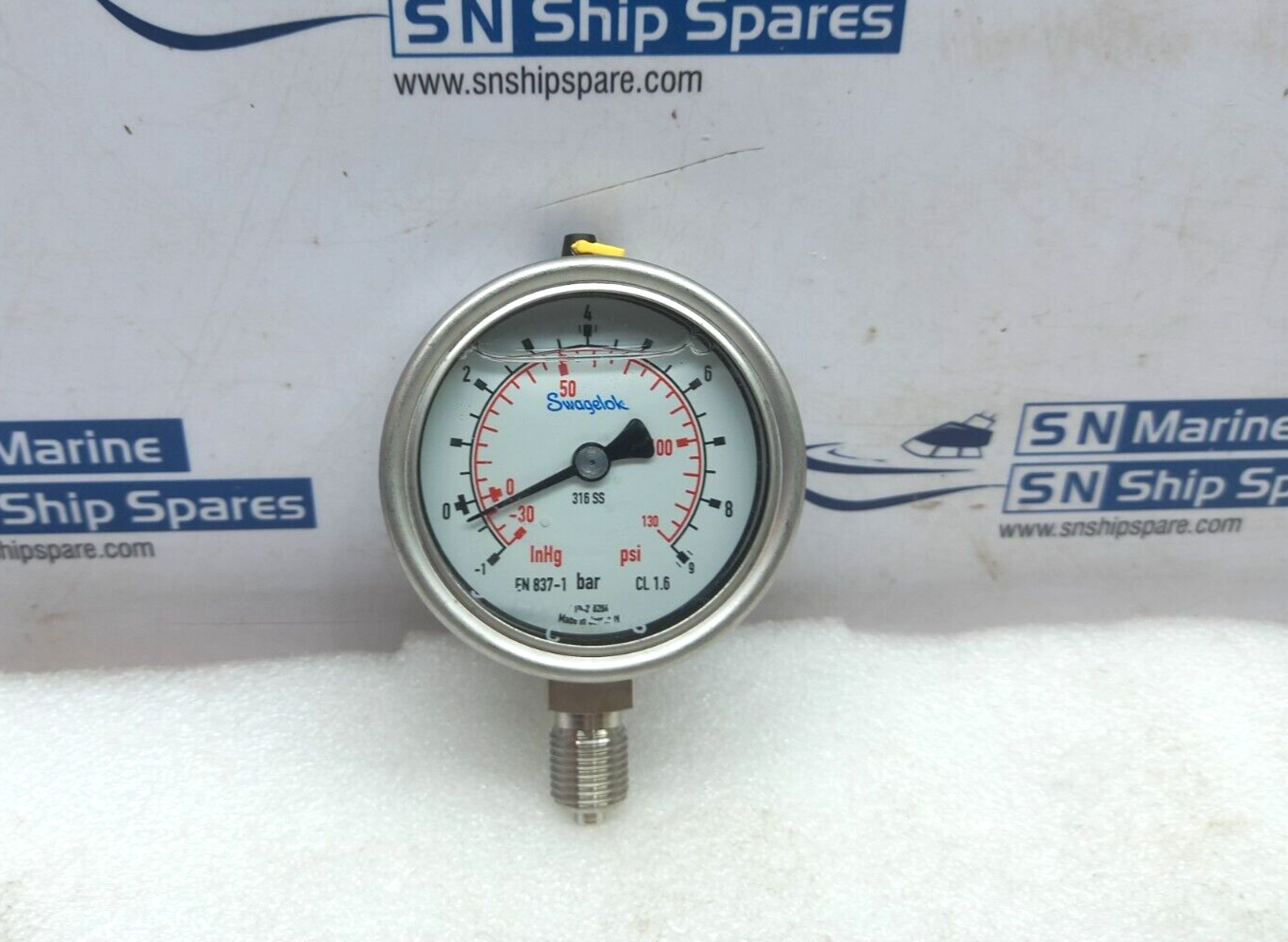 Swagelok PGI-63B-BC9-LAX1 Pressure Gauge IND 63mm, Bay Ring 0-9Bar