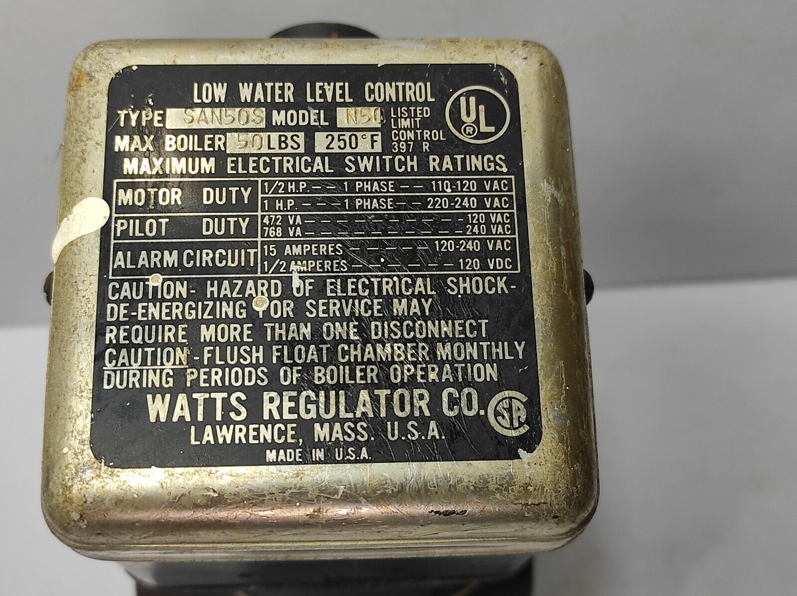 Watts Regulator SAN50S N50 Low Water Level Control