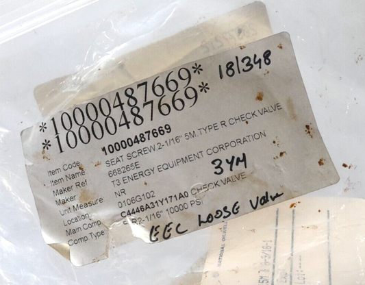 T3 Energy 668265E Seat Screw 2-1/16” 5M Type R Check Valve 20377212 Screw Seat
