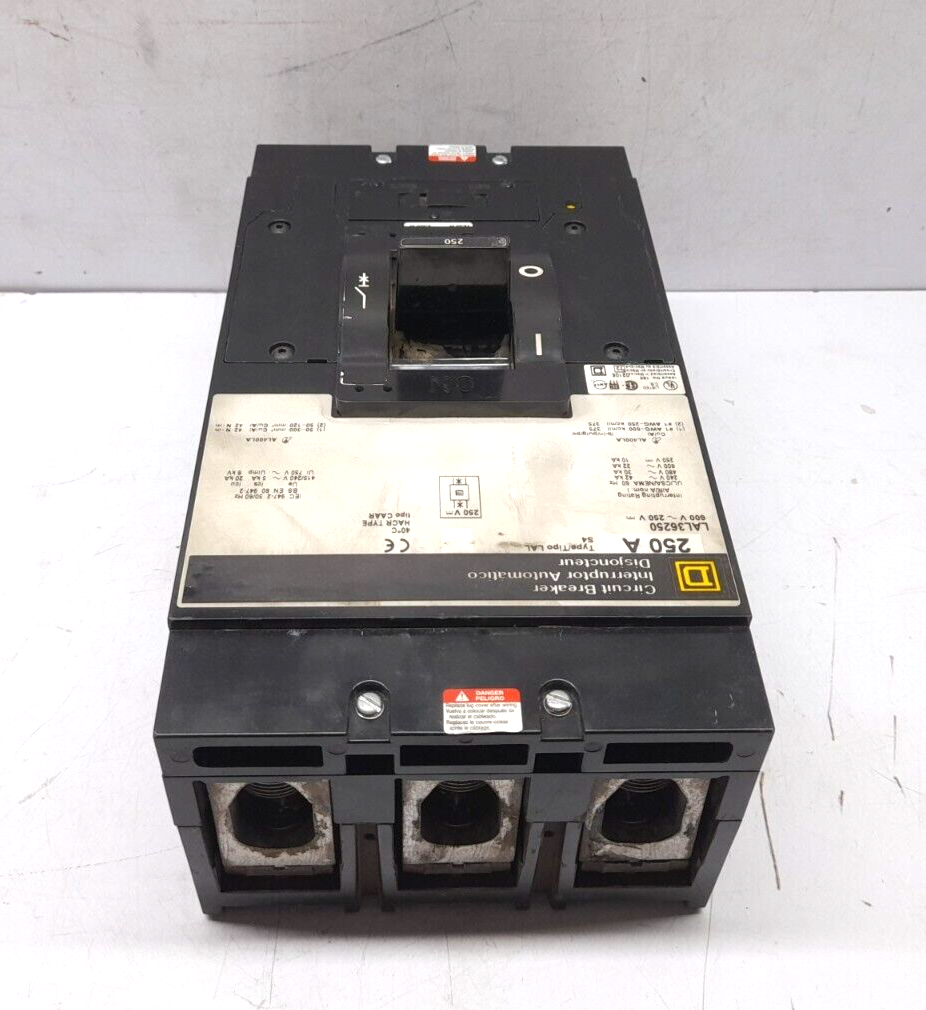 Square D LAL36250 Circuit Breaker 250A 3P 600VAC 250VDC 5060Hz Type LAL S4