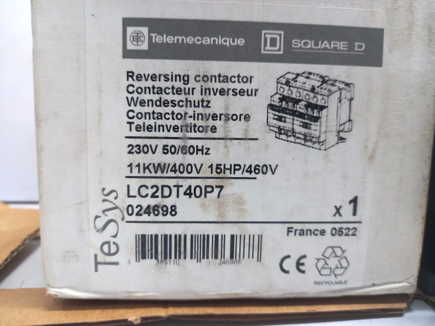 Telemecanique Square D LC2DT40P7 Reversing Contactor 230V 50/60Hz