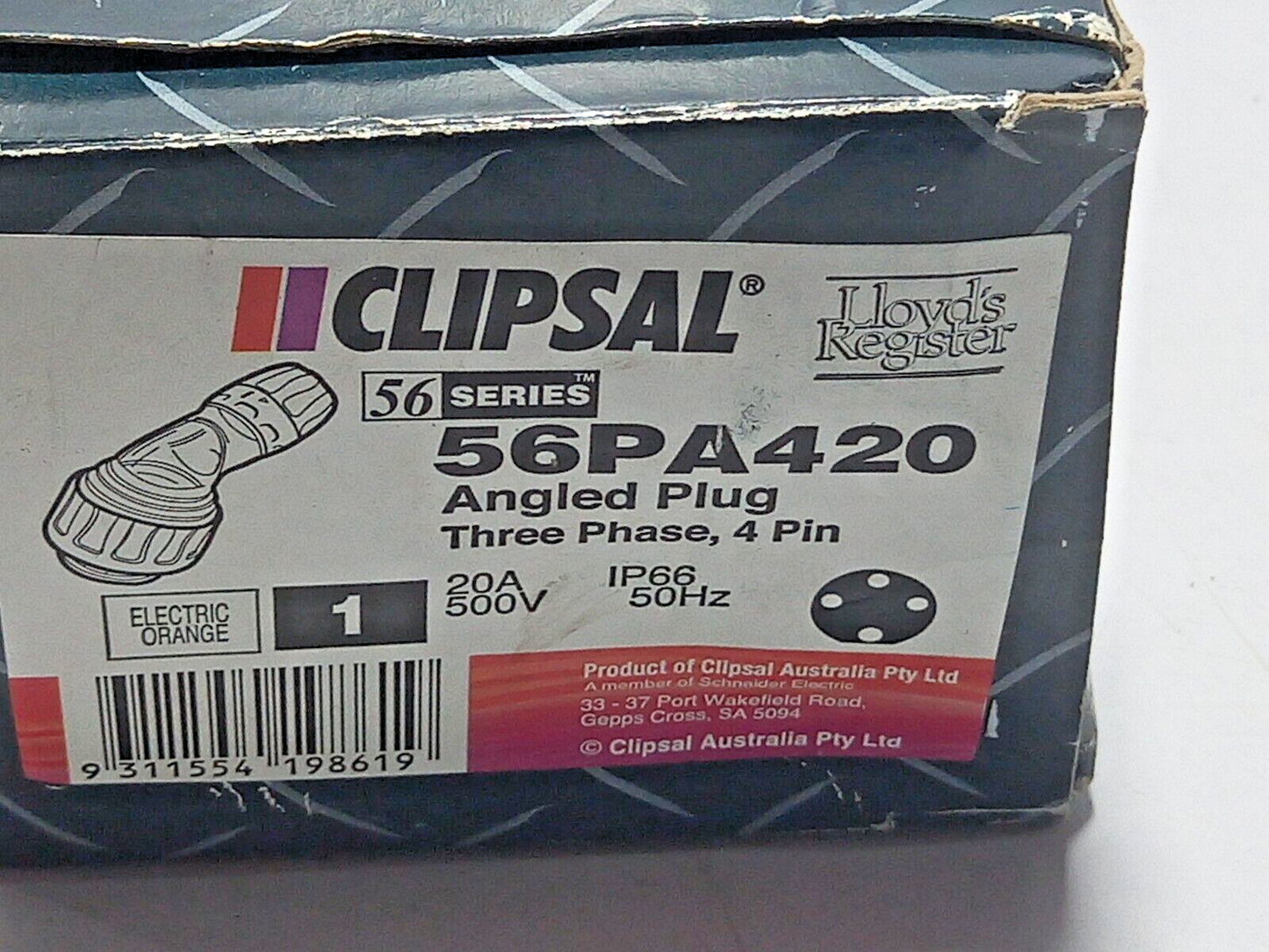 Clipsal 56PA420 Angled Plug / Three Phase, 4 Pin / 20A / 500V 50Hz