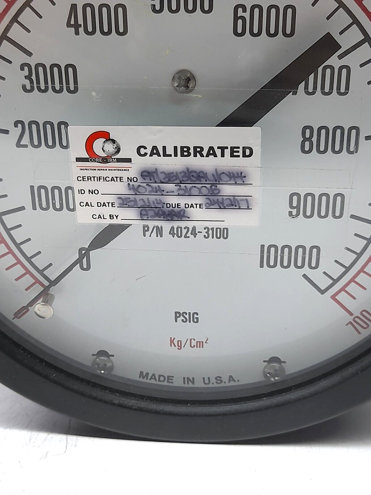 4024-3100 Pressure Gauge 0-700 kg/cm2 0-10000 PSIG