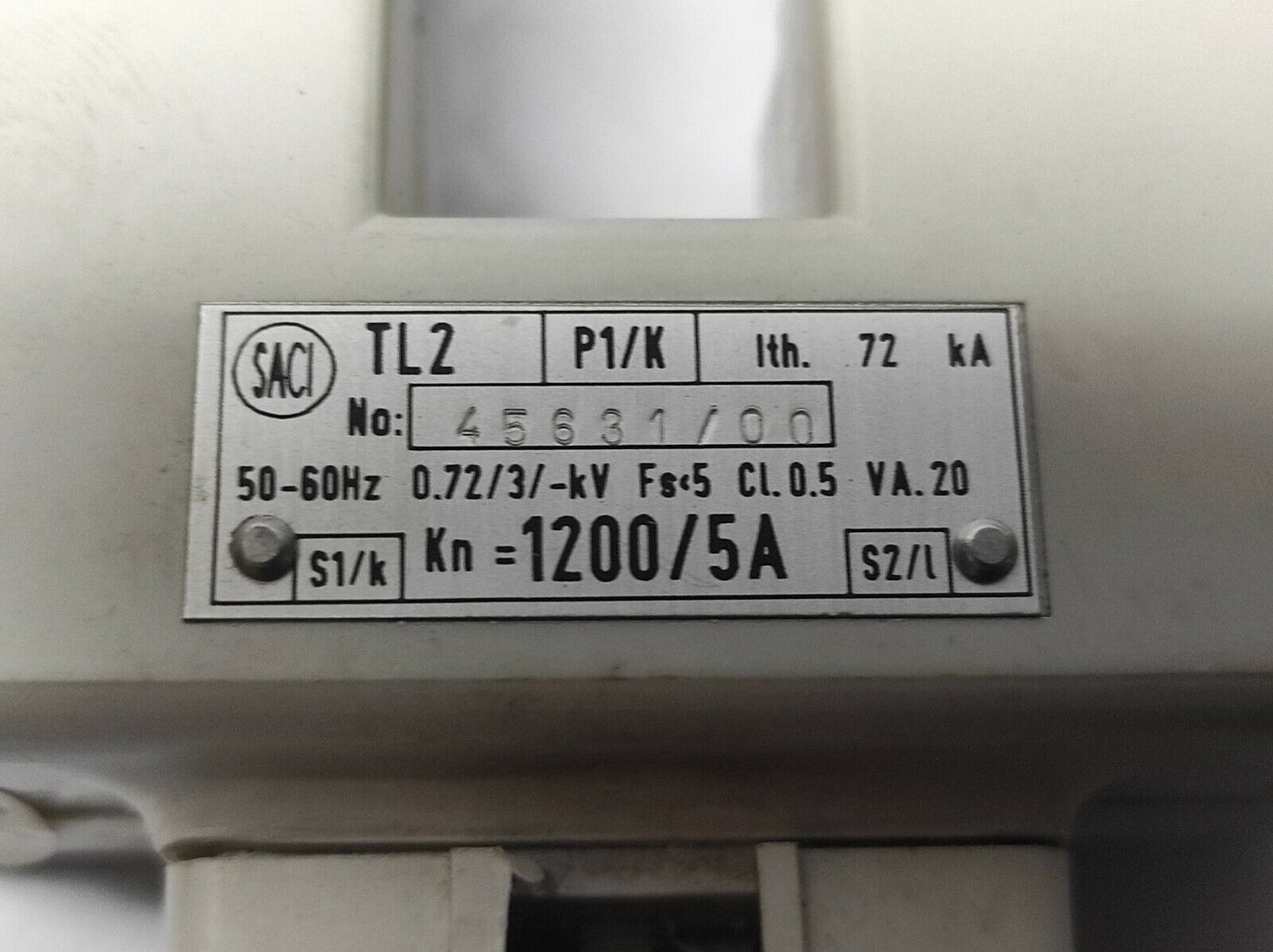 Vemer TL 2 Transformer TL2 P1/K Ith 72kA 50-60Hz 0.72/3/-kV Kn=1200/5A