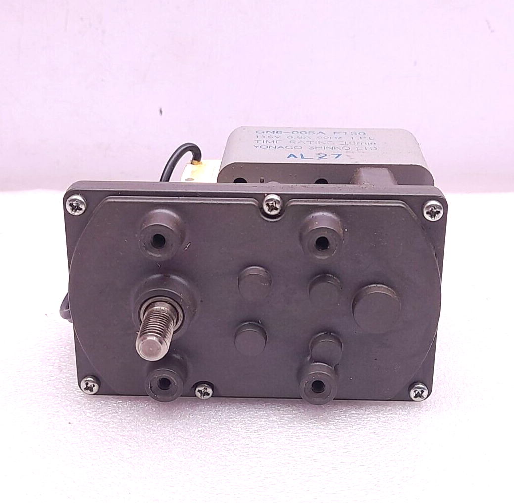 Yonago Shinko GN6-005A F150 Gear Motor 2U0080-03 115V 0.8A 60Hz T.P.L. Time Rati