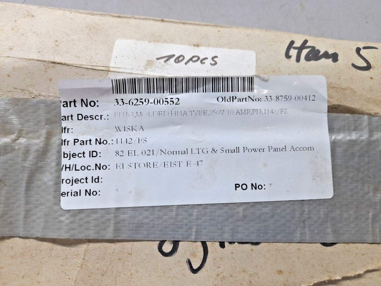 Wiska 1142/ES Plug / 1142ES / 250V / 10AMP