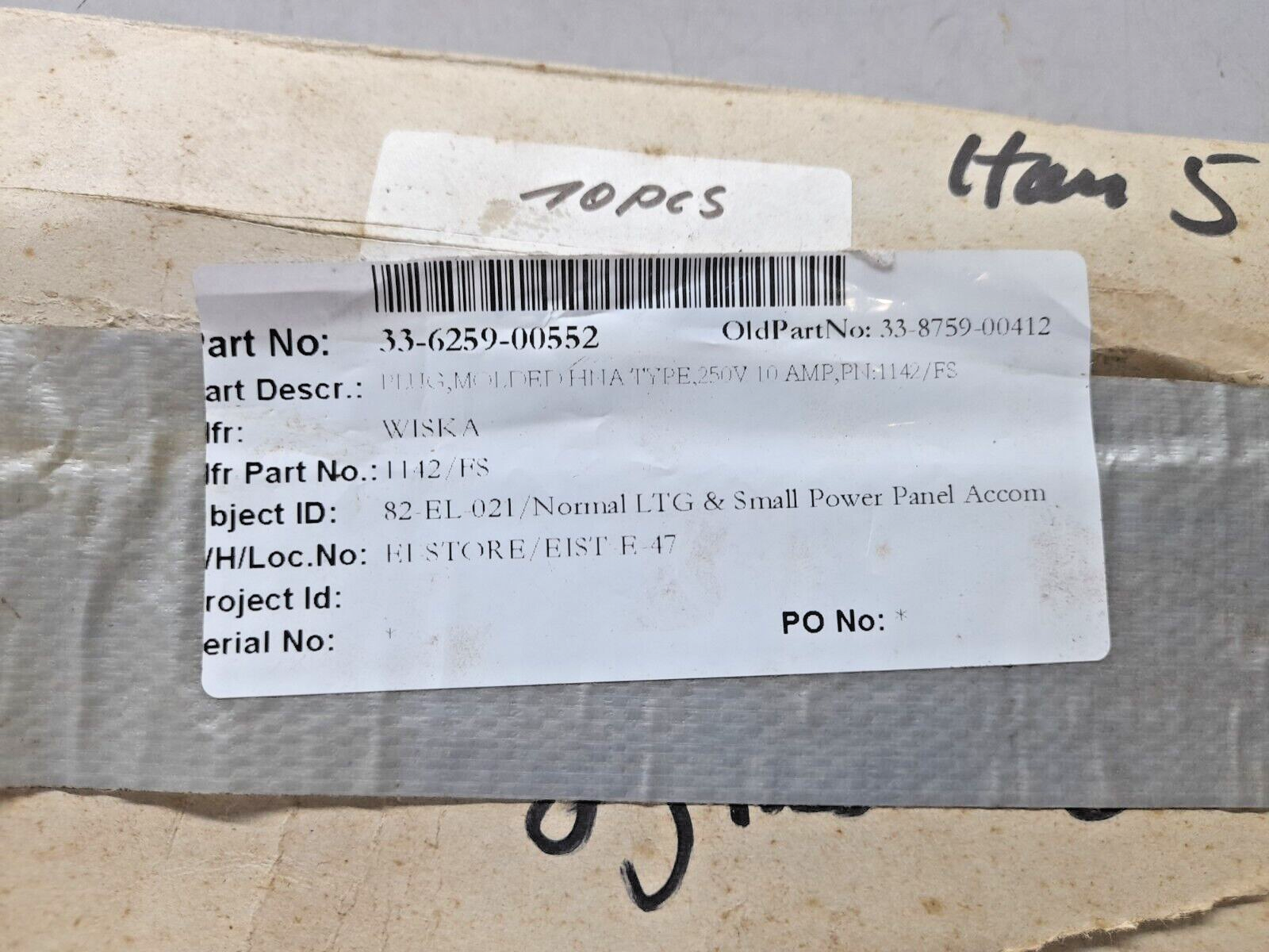 Wiska 1142/ES Plug / 1142ES / 250V / 10AMP