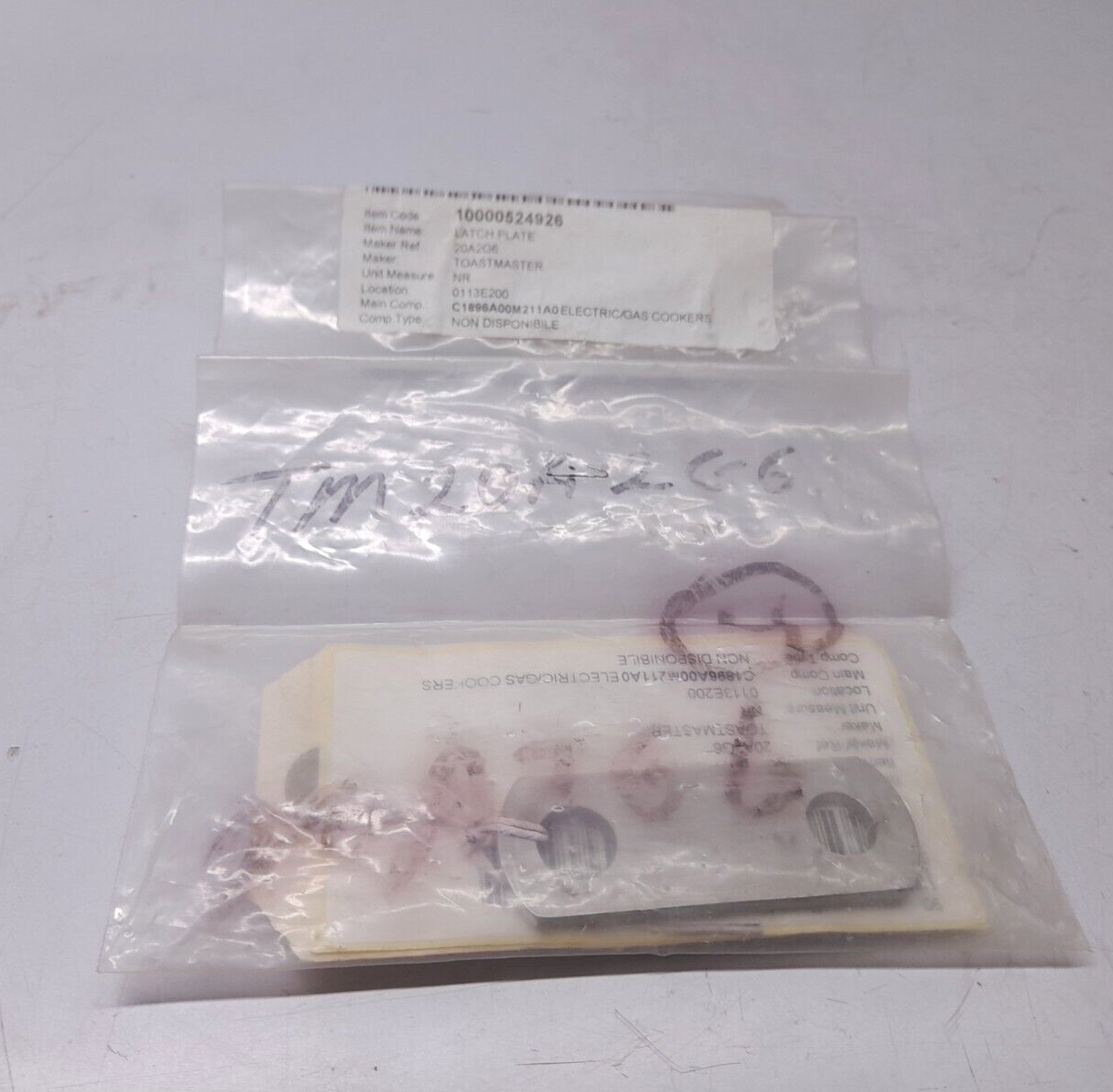 Toastmaster 20A2G6 Latch Plate / Unit Measure: NR / 2-pcs lot sale