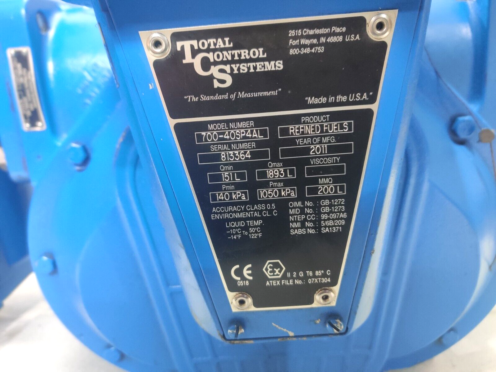 Total Control Systems 700-40SP4AL Flowmeter 70040SP4AL Veeder-Root 0788700-092