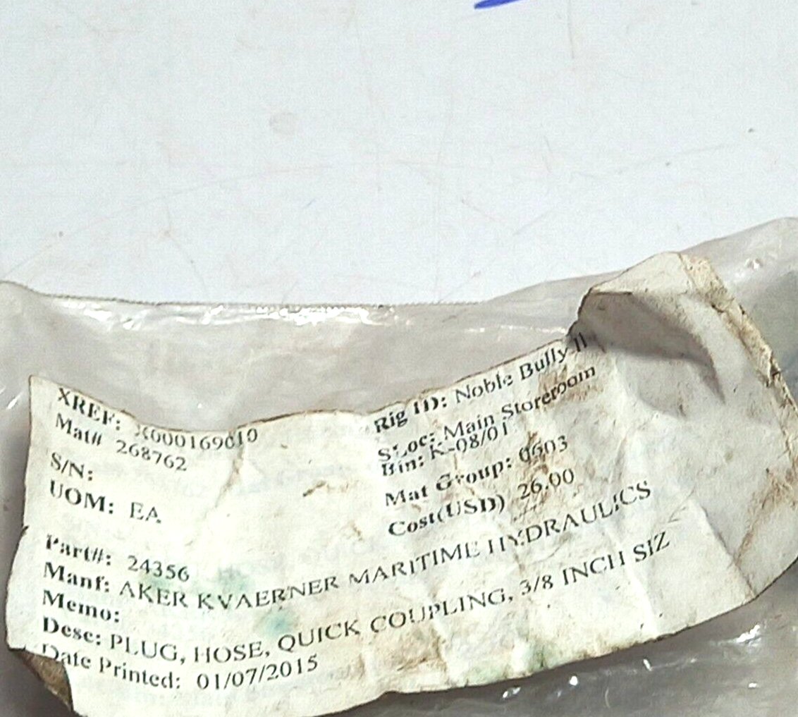 Aker 24356 Quick Coupling Hose Plug 38 Inch VV38GASM